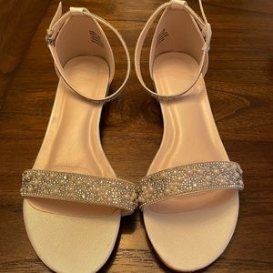 NWOT crystal embellished straps flat satin sandals